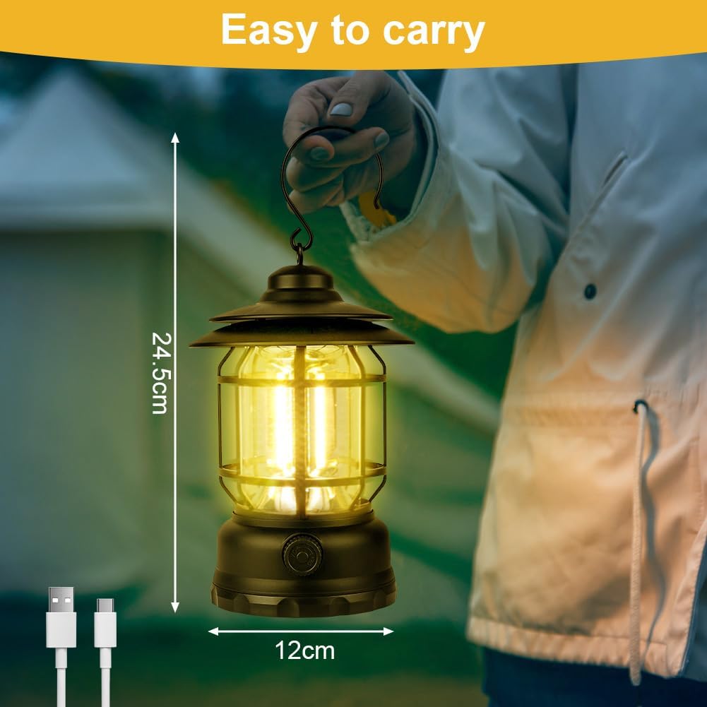 🔦 Oplaadbare LED-campinglamp – Retro Stijl & Maximale Verlichting