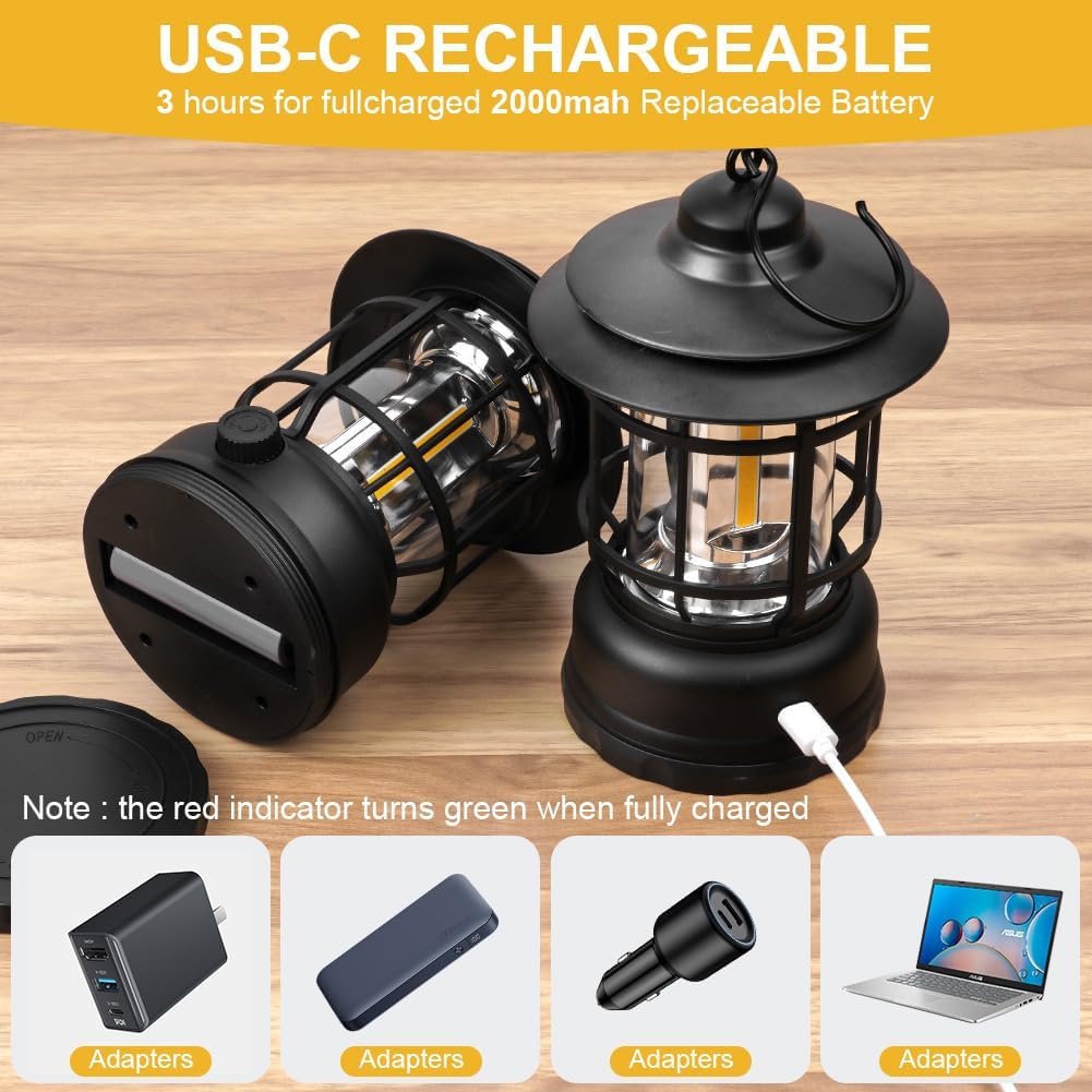 🔦 Oplaadbare LED-campinglamp – Retro Stijl & Maximale Verlichting