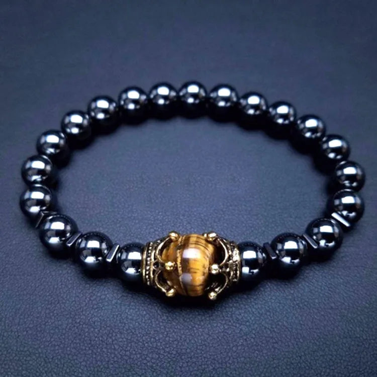 Pulsera de cuentas ojo de tigre para hombre – Ajustable, elegante y con energía natural