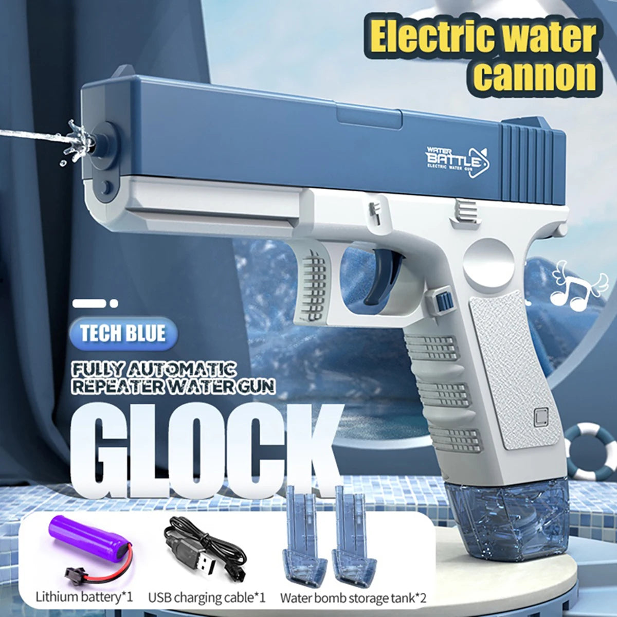 Pistola de Agua Eléctrica Recargable – Disparo Automático | Diversión Verano