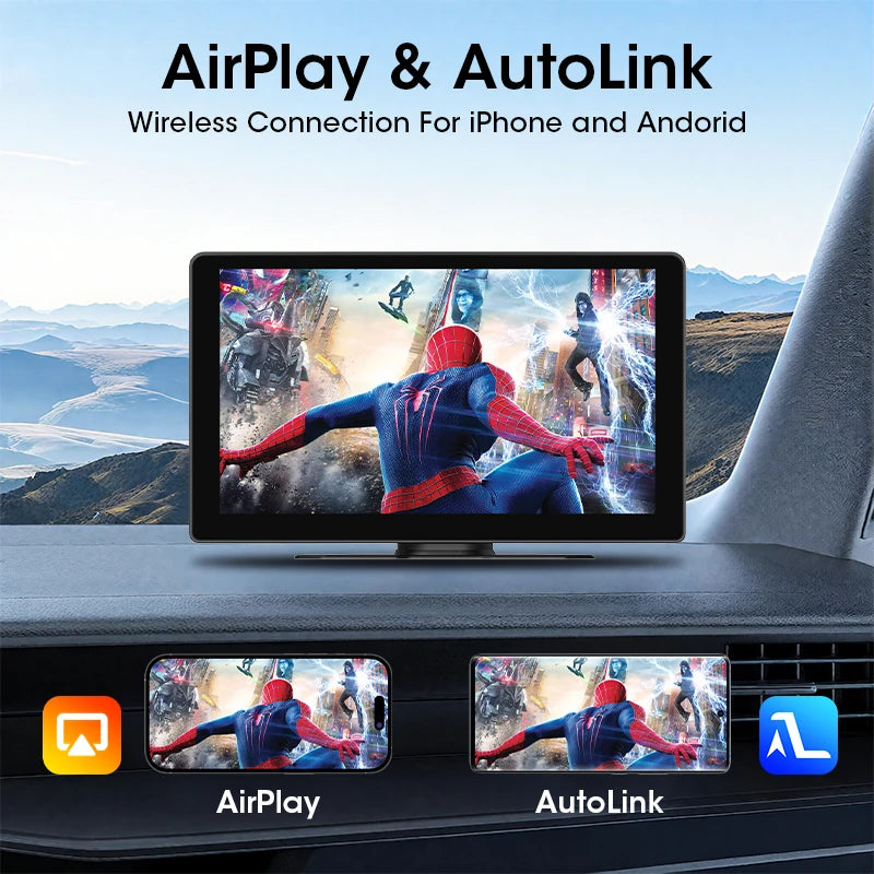 Draadloos CarPlay-scherm voor in de auto + achteruitrijcamera | Installatie in 5 minuten