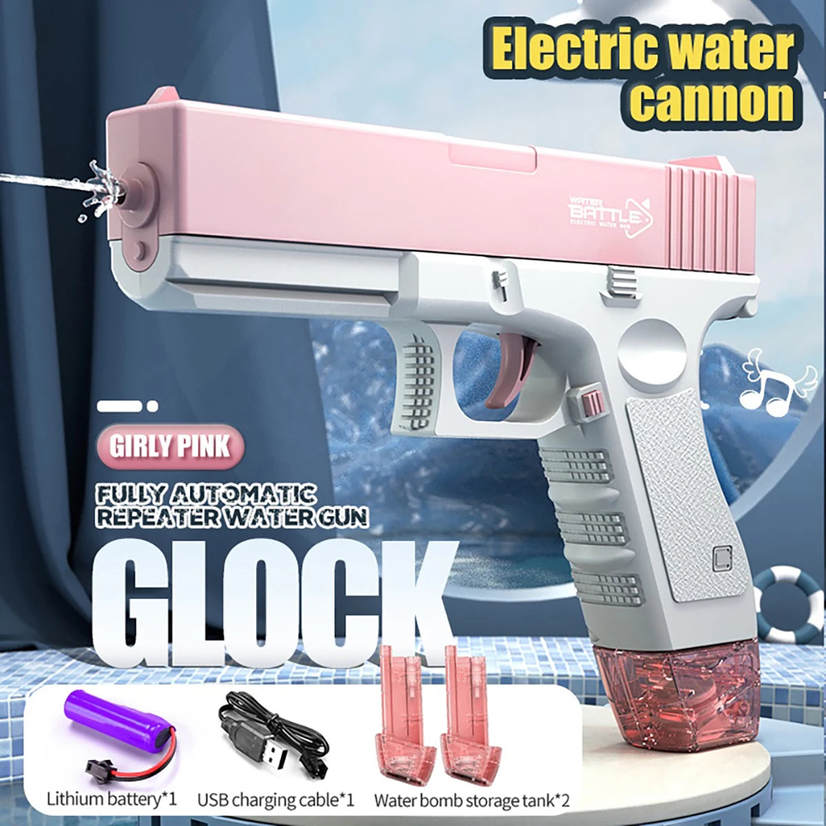 Pistola de Agua Eléctrica Recargable – Disparo Automático | Diversión Verano