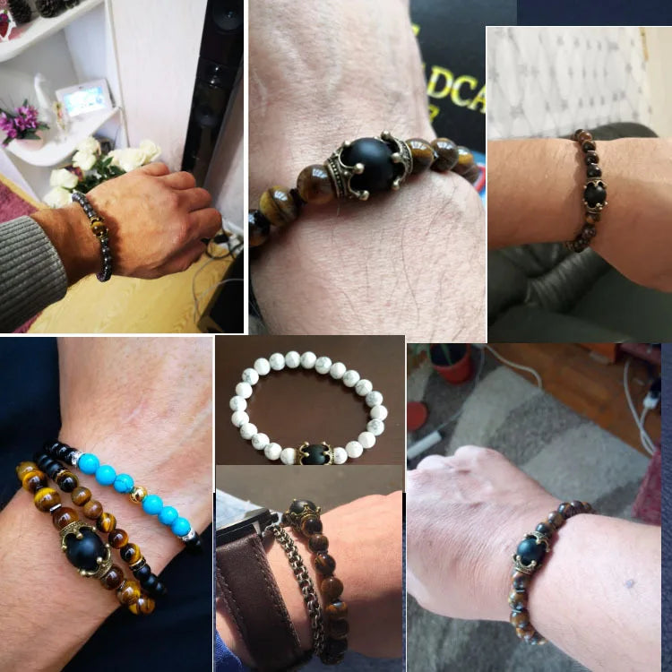Men's Tiger Eye Beaded Bracelet – Adjustable, Stylish, and with Natural Energy