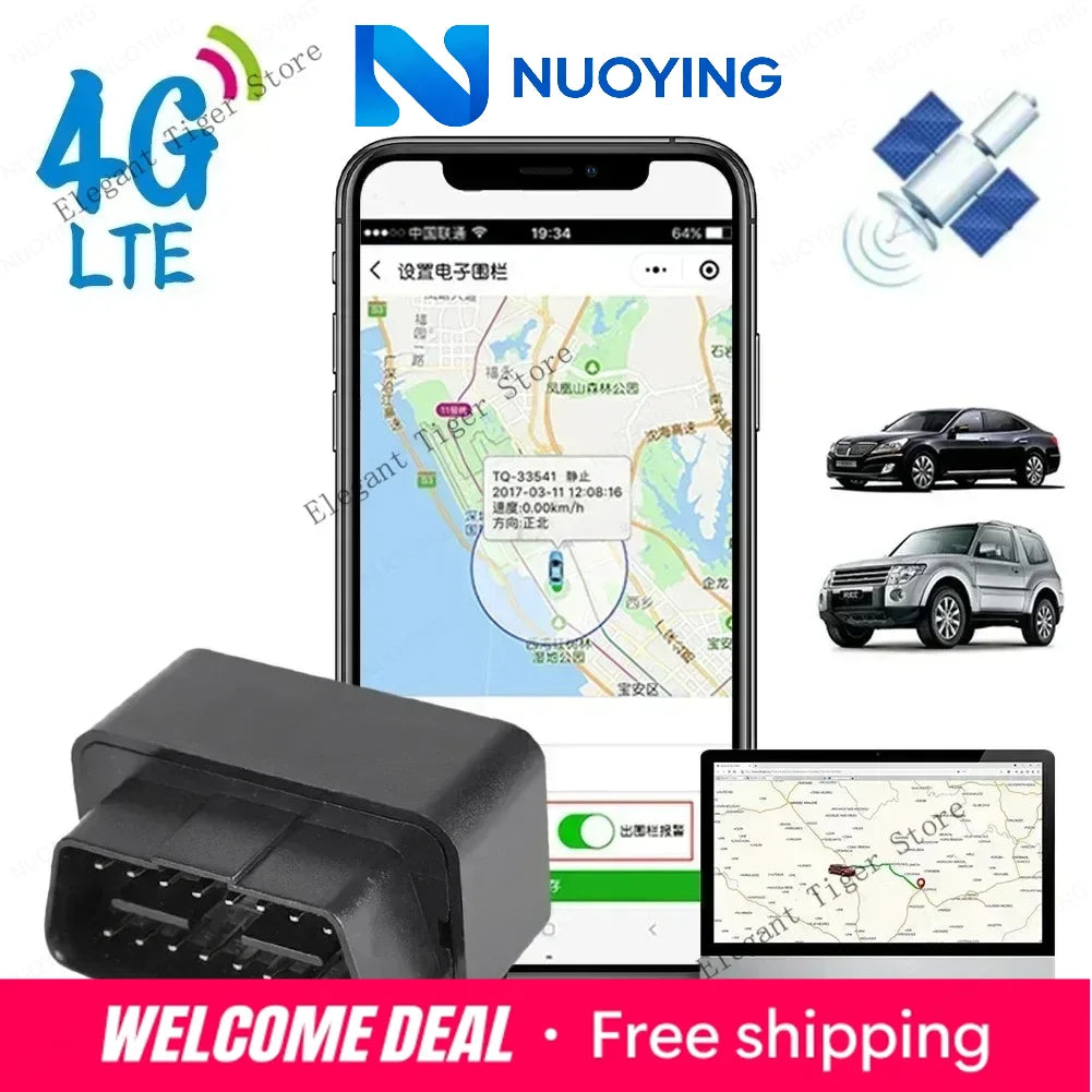 4G GPS-tracker voor auto (OBD) – Geen maandelijkse kosten | Realtime tracking