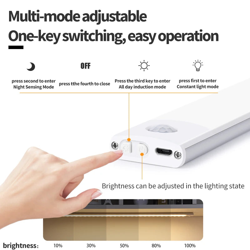 Oplaadbare LED-lamp met bewegingssensor en USB-aansluiting